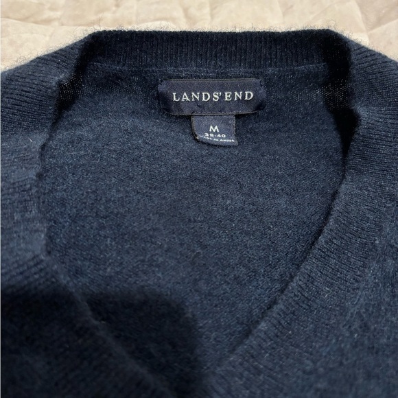 Lands' End Men's Deep Blue Cashmere Sweater - Picture 2 of 7